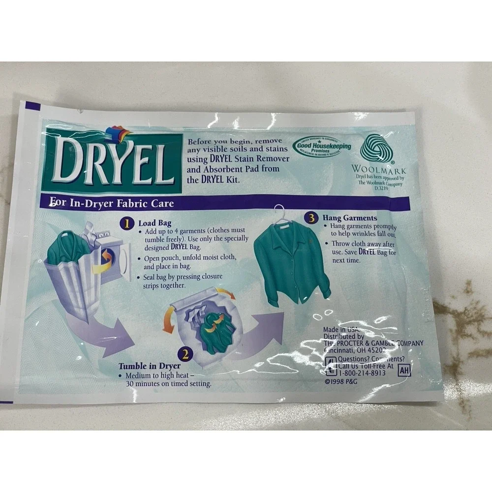 Dryel Dryer-Activiated Cloth‎ Original Scent Lot of 9 New Old Stock No Bag
